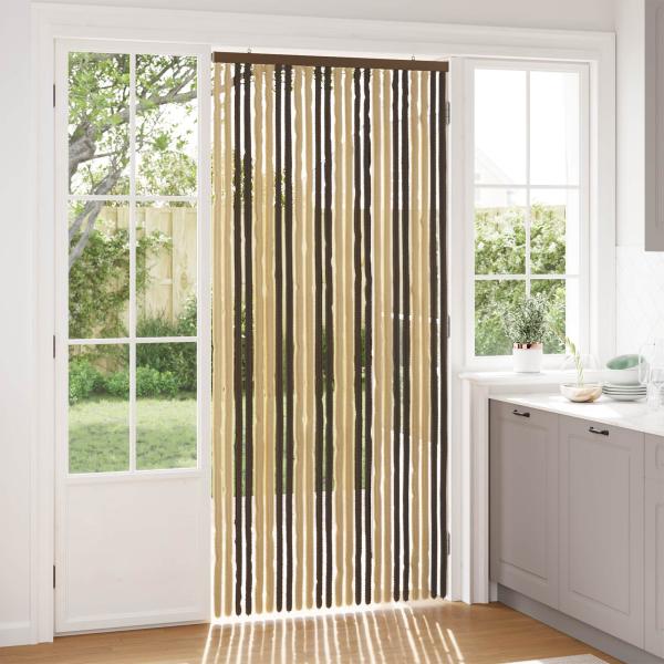 ARDEBO.de - Insektenschutzvorhang Chenille Dunkelbraun und Beige