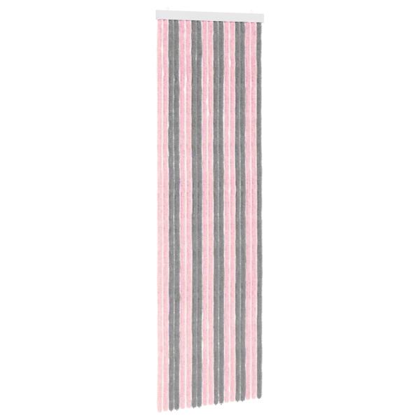 Insektenschutzvorhang Chenille Silber Grau und Rosa 56 x 185 cm
