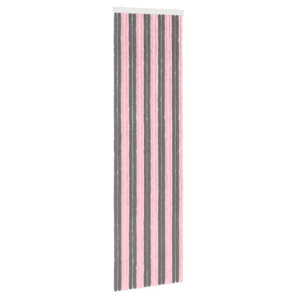 Insektenschutzvorhang Chenille Silber Grau und Rosa 56 x 200 cm