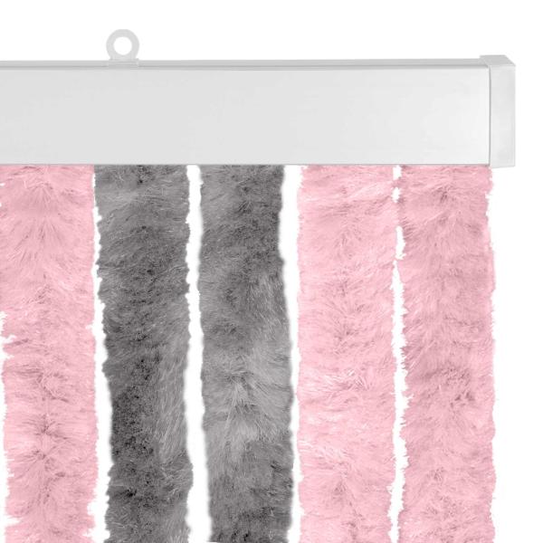 Insektenschutzvorhang Chenille Silber Grau und Rosa 56 x 200 cm