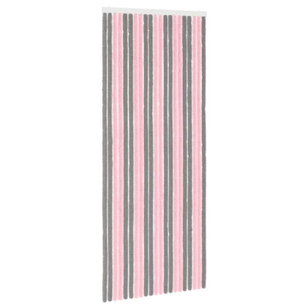 Insektenschutzvorhang Chenille Silber Grau und Rosa 90 x 220 cm