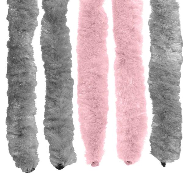 Insektenschutzvorhang Chenille Silber Grau und Rosa 90 x 220 cm