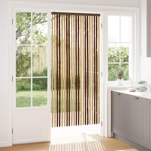 ARDEBO.de - Insektenschutzvorhang Chenille Braun und Beige 90 x 200 cm