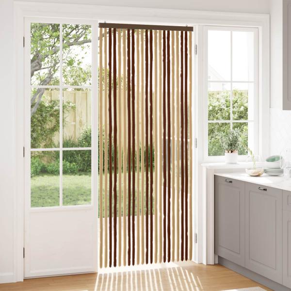 ARDEBO.de - Insektenschutzvorhang Chenille Braun und Beige 90 x 220 cm