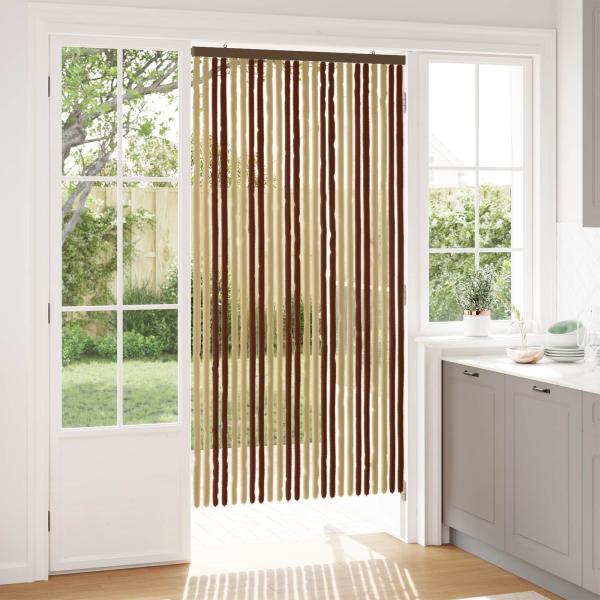 ARDEBO.de - Insektenschutzvorhang Chenille Braun und Beige 100 x 200 cm