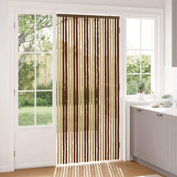 ARDEBO.de - Insektenschutzvorhang Chenille Braun und Beige 100 x 220 cm