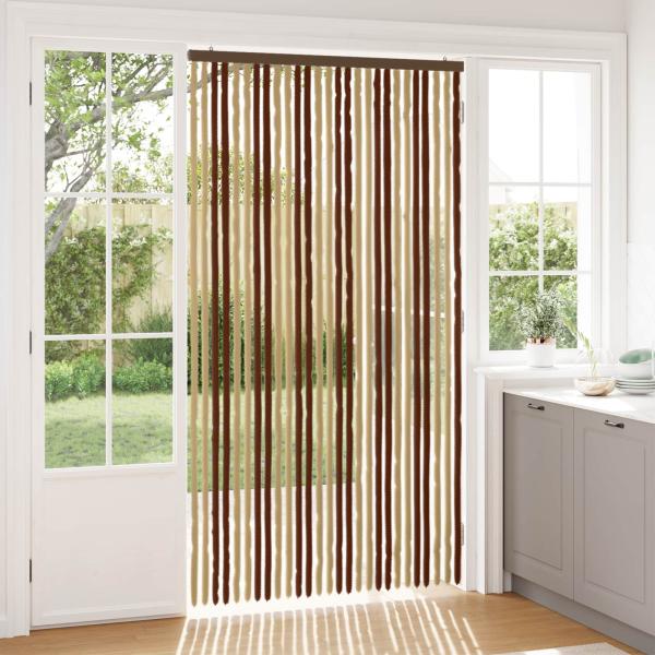 ARDEBO.de - Insektenschutzvorhang Chenille Braun und Beige 118 x 220 cm