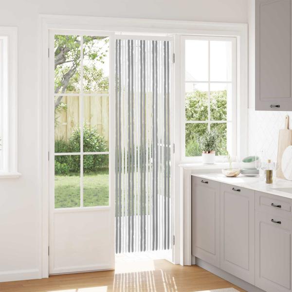 ARDEBO.de - Insektenschutzvorhang Chenille Grau und Weiß 56 x 200 cm