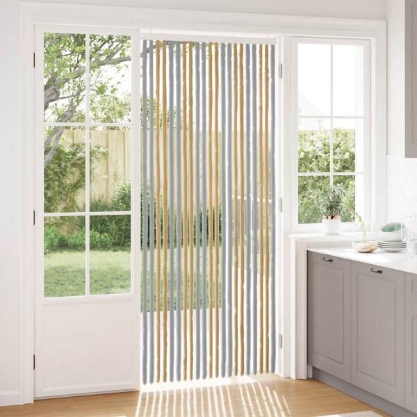 ARDEBO.de - Insektenschutzvorhang Chenille Grau und Beige 90 x 220 cm