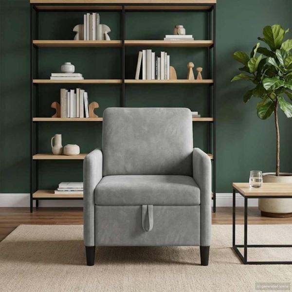 ARDEBO.de - Sofa mit Stauraum Hellgrau 72 x 78 x 87 cm Polyester