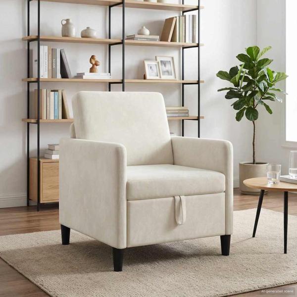 Sofa mit Stauraum Creme 72 x 78 x 87 cm Polyester