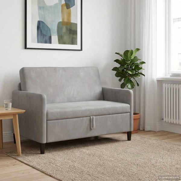 ARDEBO.de - Sofa mit Stauraum 2-Sitzer Hellgrau 122 x 78 x 87 cm Polyester