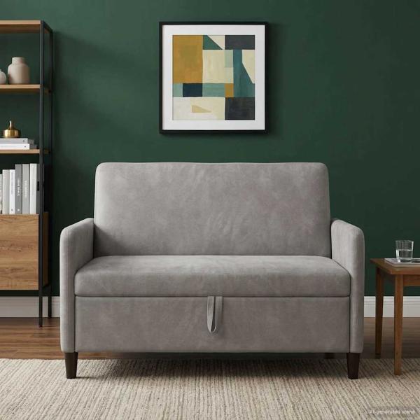 Sofa mit Stauraum 2-Sitzer Hellgrau 122 x 78 x 87 cm Polyester
