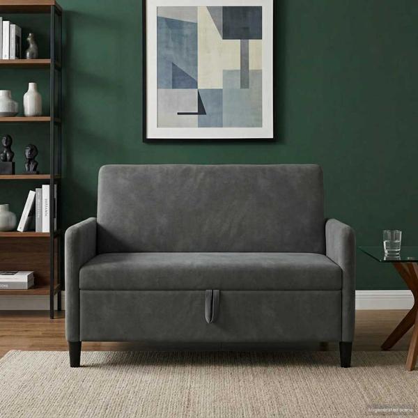 ARDEBO.de - Sofa mit Stauraum Dunkelgrau 122 x 78 x 87 cm Polyester