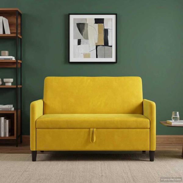 Sofa mit Stauraum Gelb 122 x 78 x 87 cm Polyester