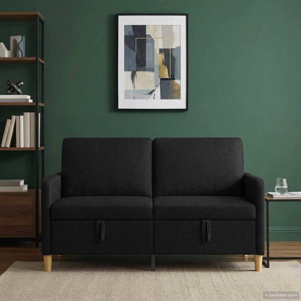ARDEBO.de - Sofa mit Stauraum Schwarz 152 x 78 x 87 cm Polyester