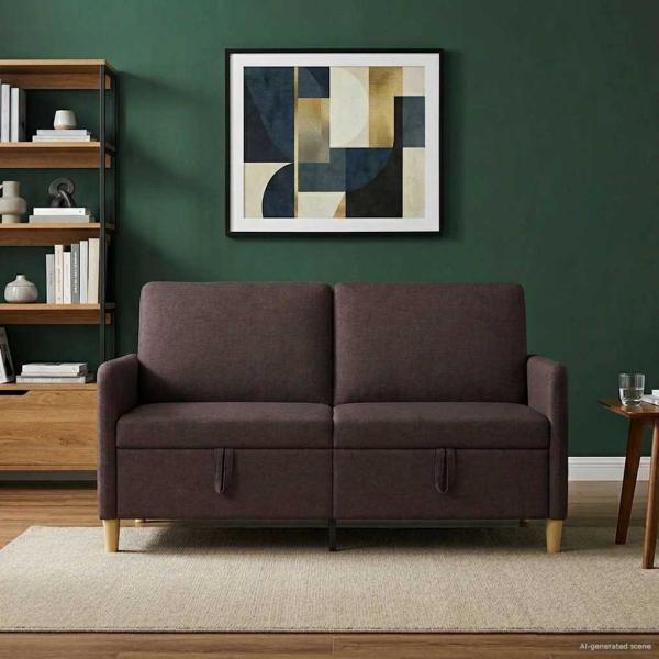 ARDEBO.de - Sofa mit Stauraum Dunkelbraun 152 x 78 x 87 cm Polyester