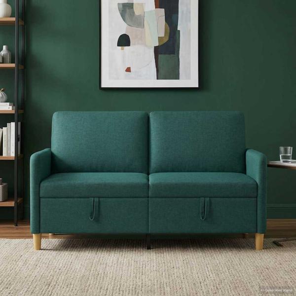 ARDEBO.de - Sofa mit Stauraum Dunkelgrün 152 x 78 x 87 cm Polyester