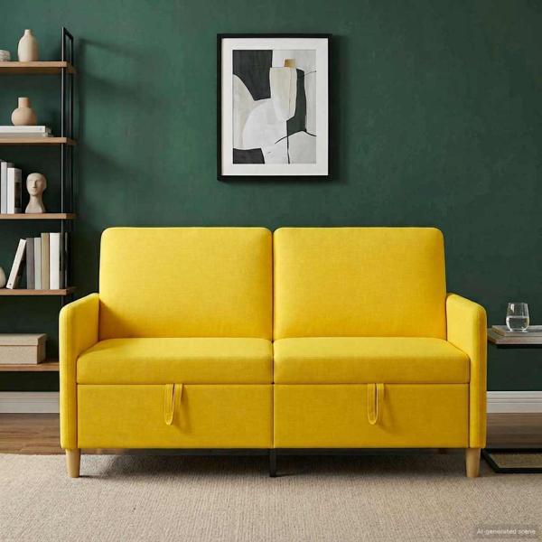 Sofa mit Stauraum Helles Gelb 152 x 78 x 87 cm Polyester