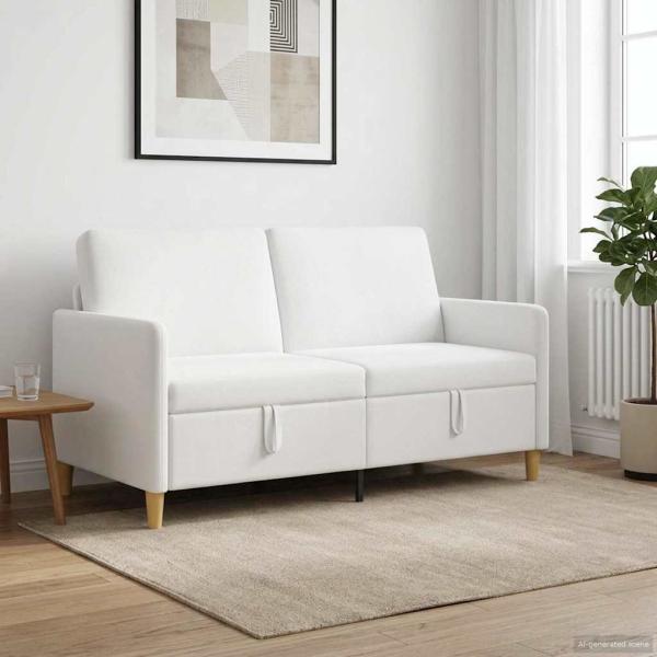 ARDEBO.de - Sofa mit Stauraum Weiß 152 x 78 x 87 cm Polyester