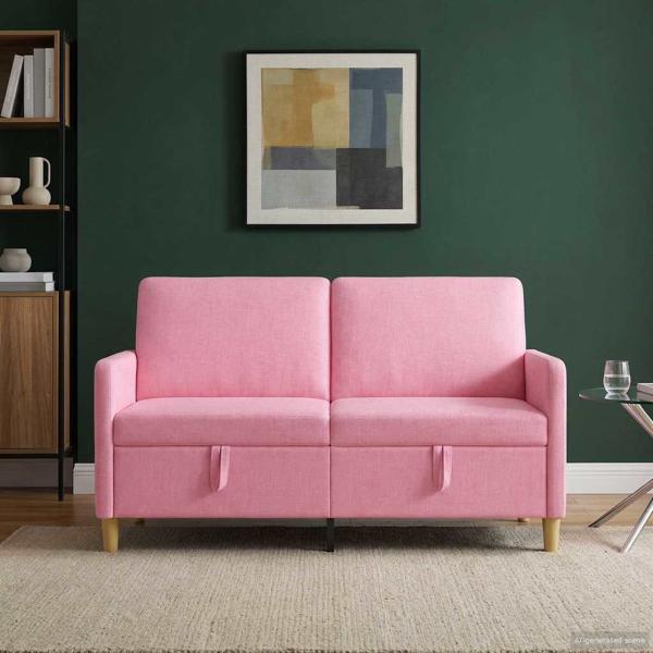 Sofa mit Stauraum Rosa 152 x 78 x 87 cm Polyester