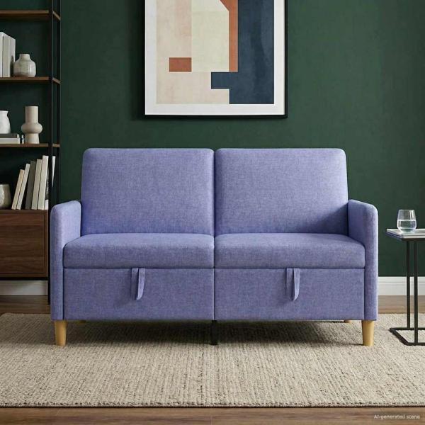 ARDEBO.de - Sofa mit Stauraum Jeans blau 152 x 78 x 87 cm Polyester