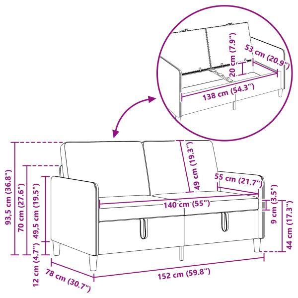Sofa mit Stauraum Jeans blau 152 x 78 x 87 cm Polyester