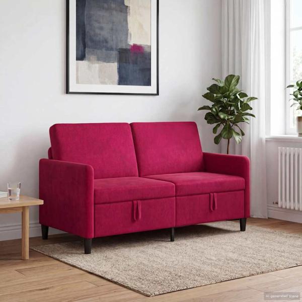 ARDEBO.de - Sofa mit Stauraum 2-Sitzer Weinrot 152 x 78 x 87 cm Polyester