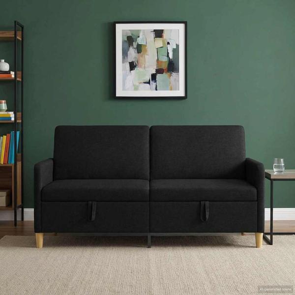 Sofa mit Stauraum Schwarz 172 x 78 x 87 cm Polyester