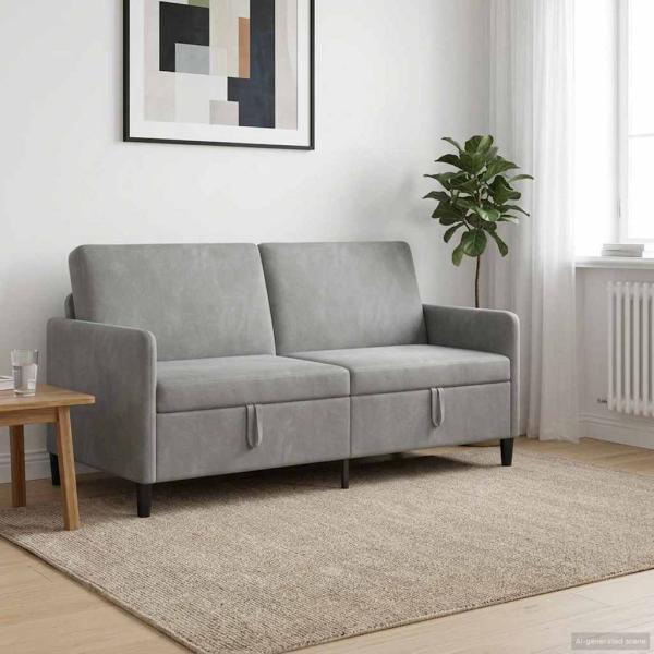ARDEBO.de - Sofa mit Stauraum Hellgrau 172 x 78 x 87 cm Polyester
