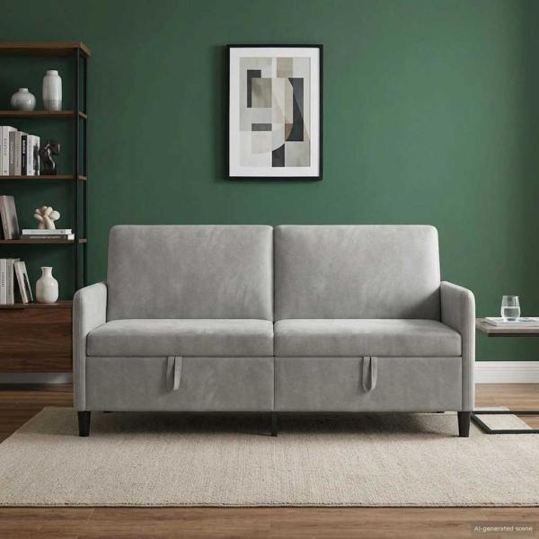 Sofa mit Stauraum Hellgrau 172 x 78 x 87 cm Polyester