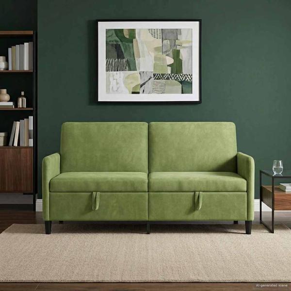 Sofa mit Stauraum Hellgrün 172 x 78 x 87 cm Polyester