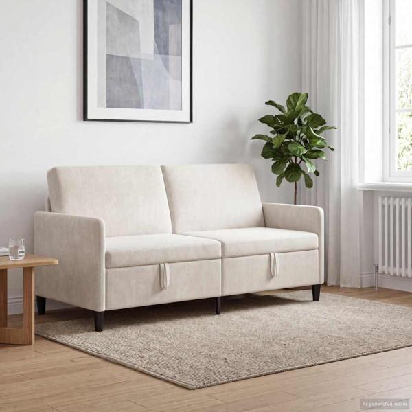 ARDEBO.de - Sofa mit Stauraum Creme 172 x 78 x 87 cm Polyester