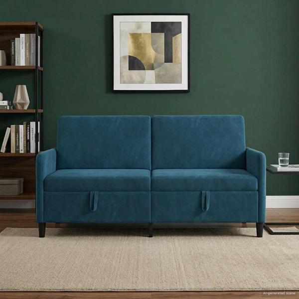 ARDEBO.de - Sofa mit Stauraum Blau 172 x 78 x 87 cm Polyester