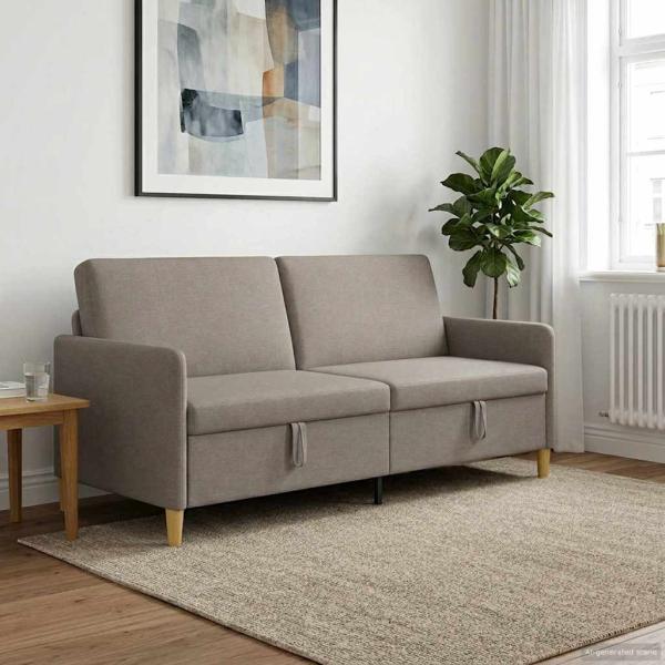 ARDEBO.de - Sofa mit Stauraum Taupe 192 x 78 x 87 cm Polyester