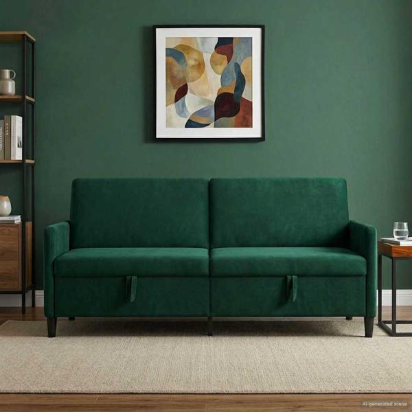 ARDEBO.de - Sofa mit Stauraum Dunkelgrün 192 x 78 x 87 cm Polyester