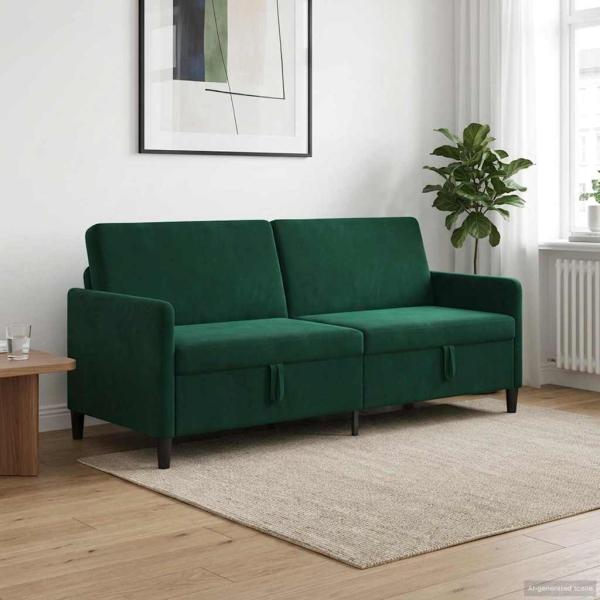 Sofa mit Stauraum Dunkelgrün 192 x 78 x 87 cm Polyester