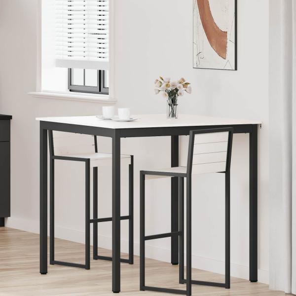 ARDEBO.de - Bartisch Weiß 110 x 110 x 105 cm Massives Kiefernholz
