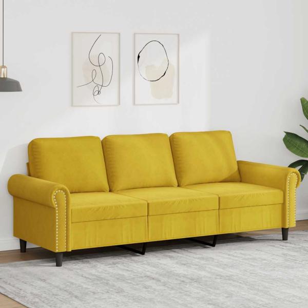 ARDEBO.de - 3-Sitzer-Sofa Gelb 180 cm Samt