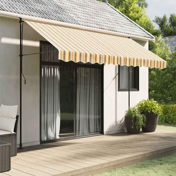 ARDEBO.de - Markisenvolant Gelb und Grau Gestreift 350 cm