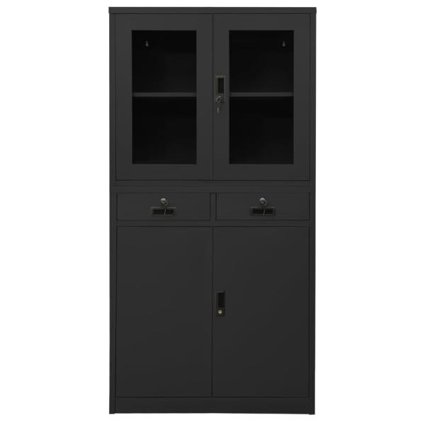 Büroschrank Anthrazit 90x40x180 cm Stahl gehärtetes Glas