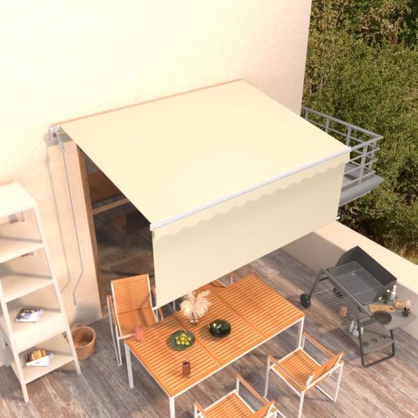 ARDEBO.de - Markise Automatisch Einziehbar mit Volant 3,5x2,5 m Creme