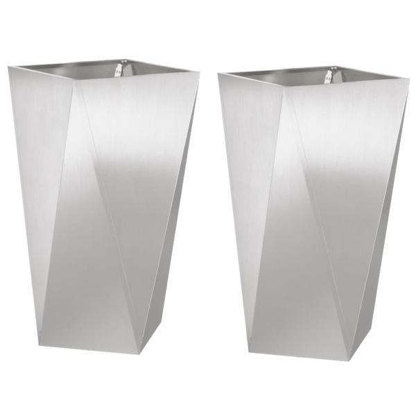 Pflanzkübel 2 Stk. Silber 40 x 40 x 75 cm Edelstahl