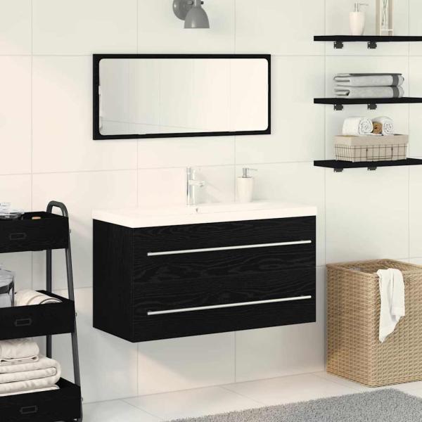 ARDEBO.de - Waschbeckenschrank mit Schubladen 3 pcs Schwarz Eichen-Optik