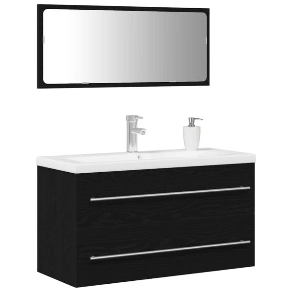 Waschbeckenschrank mit Schubladen 3 pcs Schwarz Eichen-Optik