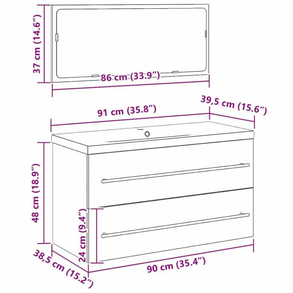 Waschbeckenschrank mit Schubladen 3 pcs Schwarz Eichen-Optik