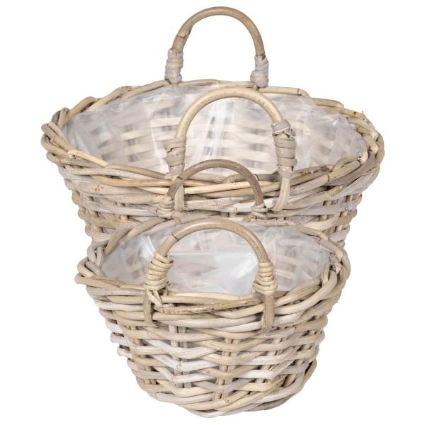 Blumentopfkorb GENDT 2 stk. Natürliches Grau Kubu Rattan