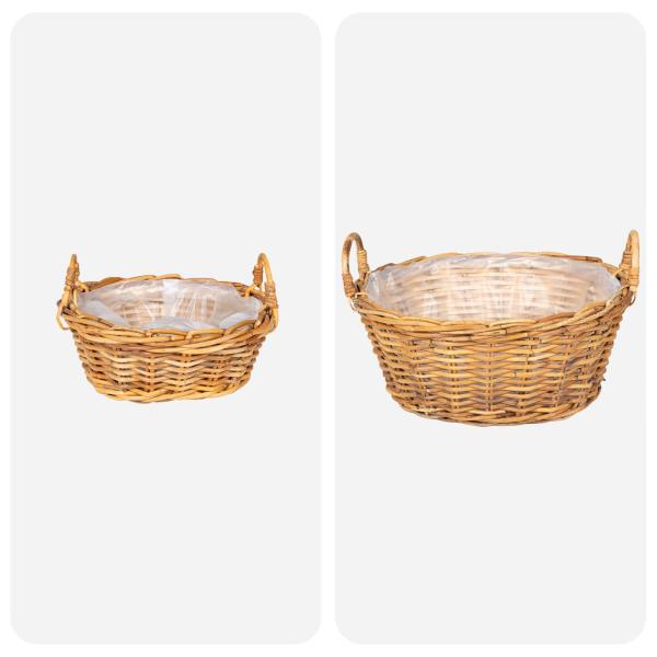 Blumentopfkorb mit Speicher GENDT 2 stk. Naturbraun Kubu Rattan