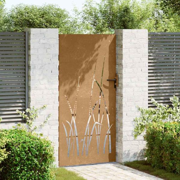 Gartentor 85x200 cm Cortenstahl Gras-Design