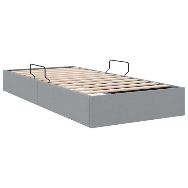 Aufbewahrungsbett mit Speicher Hellgrau 203 x 100 cm Stoff